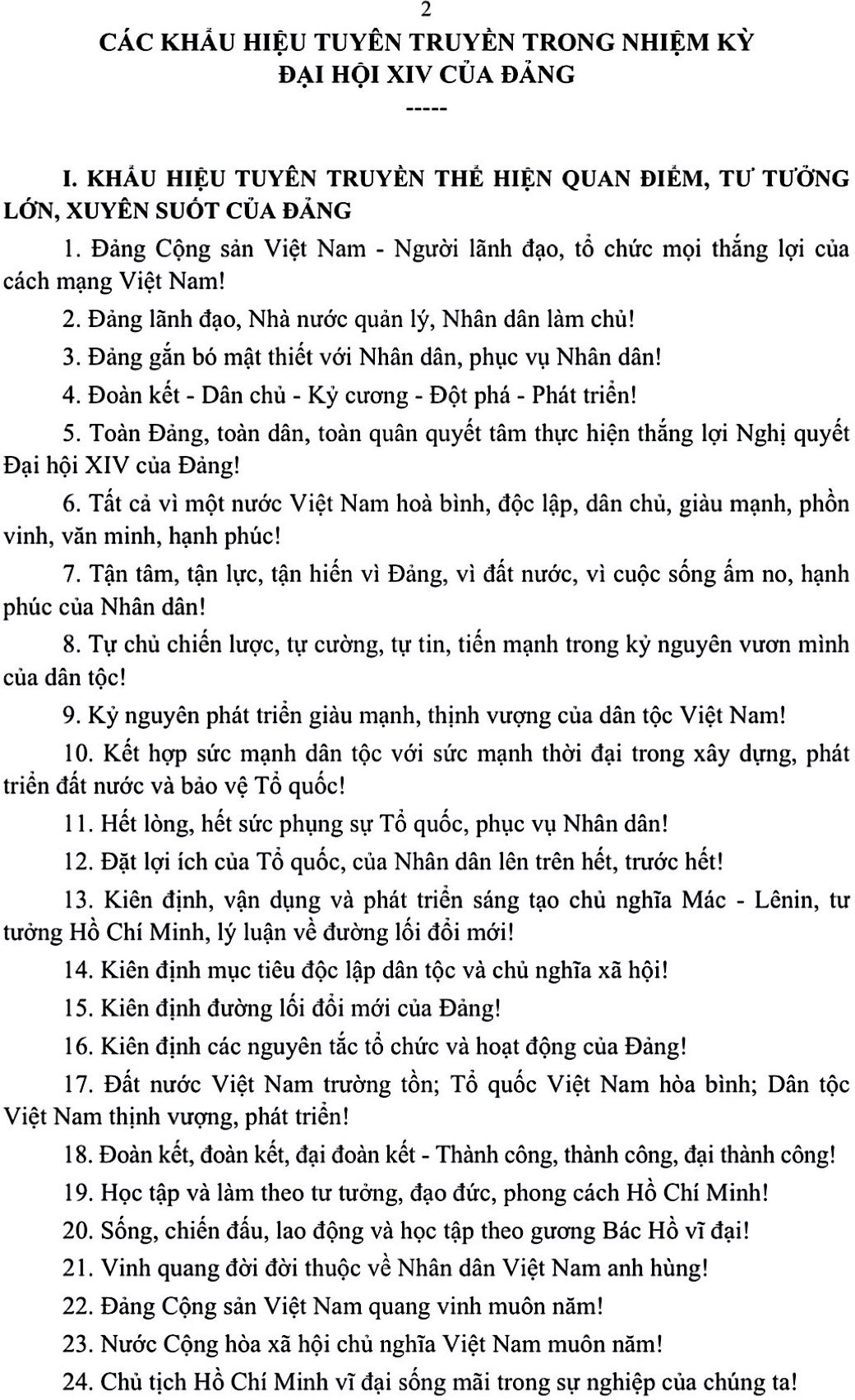 Các khẩu hiệu tuyên truyền trong nhiệm kỳ Đại hội XIV của Đảng- Ảnh 1.