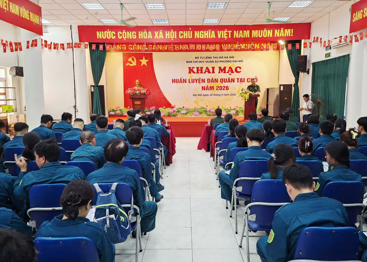 Ban chỉ huy Quân sự phường Đại Mỗ khai mạc huấn luyện Dân quân tại chỗ năm 2026, nâng cao khả năng sẵn sàng chiến đấu- Ảnh 3.