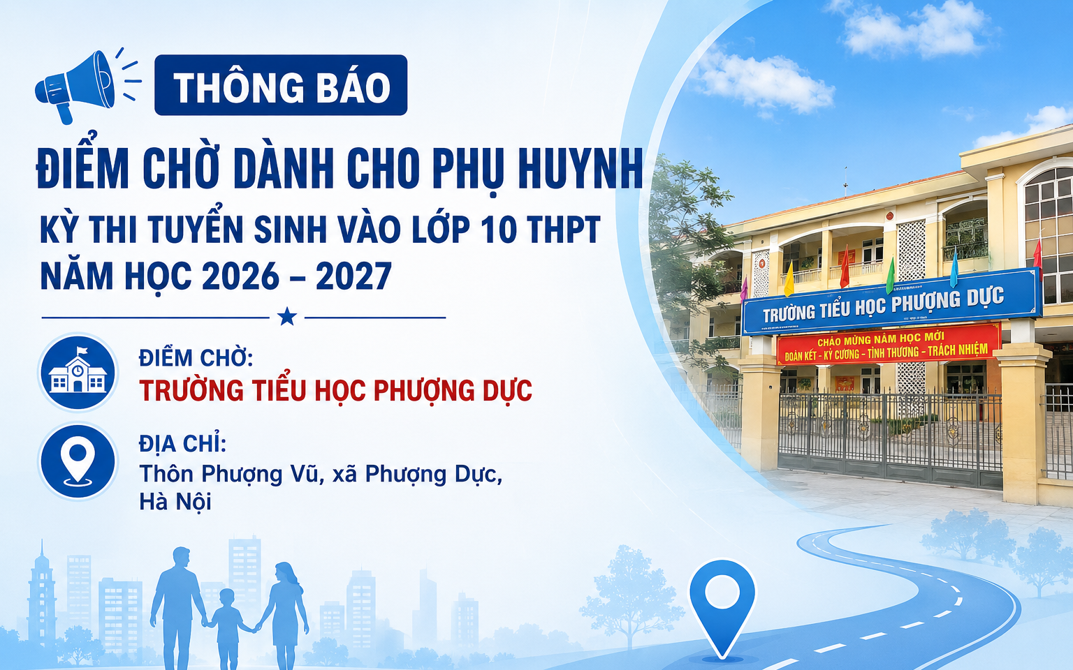 Thông báo về việc bố trí điểm chờ dành cho phụ huynh trong Kỳ thi tuyển sinh vào lớp 10 THPT năm học 2026 – 2027