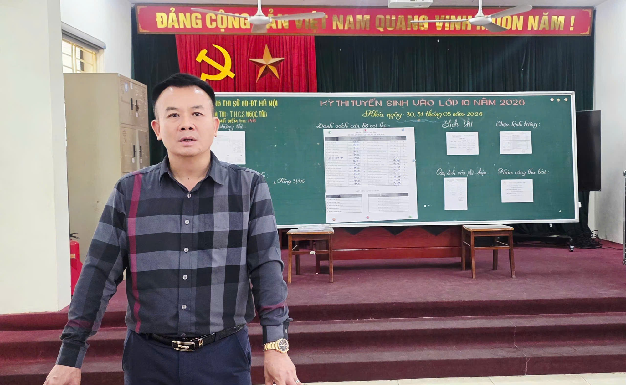 Lãnh đạo xã Hát Môn thăm, động viên, kiểm tra các điểm thi kì thi tuyển sinh vào lớp 10 THPT năm học 2026 - 2027- Ảnh 3.