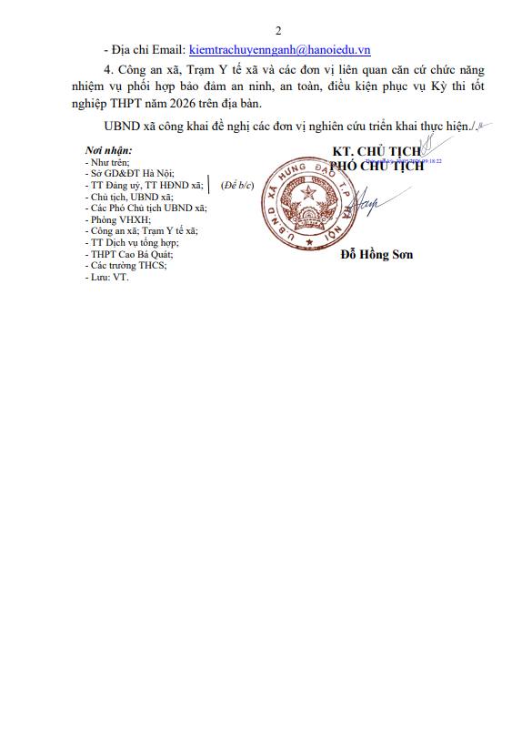 V/v công khai số điện thoại đường dây nóng và cán bộ trực kiểm tra Kỳ thi tốt nghiệp THPT năm 2026- Ảnh 2.