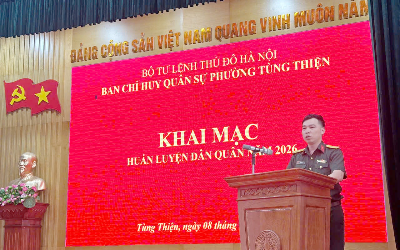 Ban Chỉ huy Quân sự phường Tùng Thiện tổ chức khai mạc huấn luyện dân quân tự vệ năm 2026