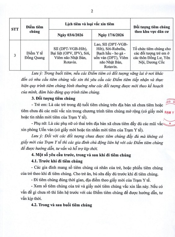 THÔNG BÁO
Về việc Tổ chức các buổi tiêm chủng thường xuyên trên địa bàn xã Hưng Đạo tháng 6 năm 2026- Ảnh 2.
