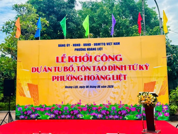 Lễ khởi công Dự án tu bổ, tôn tạo Đình Tứ Kỳ, phường Hoàng Liệt; Ra quân hưởng ứng phong trào “Toàn dân chung tay bảo vệ môi trường, vì Thủ đô xanh - sạch - đẹp”- Ảnh 1.