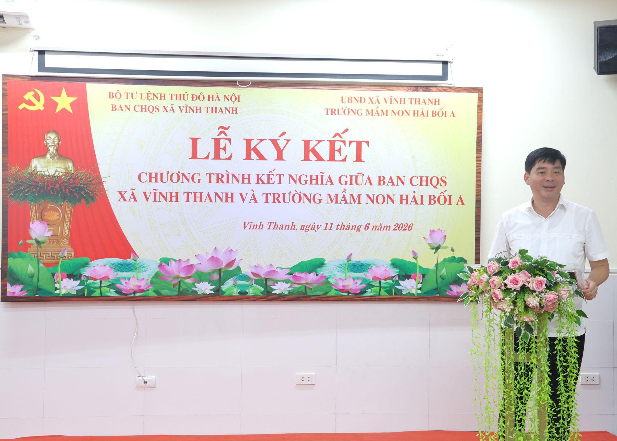 Ban Chỉ huy Quân sự xã Vĩnh Thanh kết nghĩa với Trường Mầm non Hải Bối A: Gắn kết quân - dân, chung tay chăm lo thế hệ trẻ- Ảnh 7.