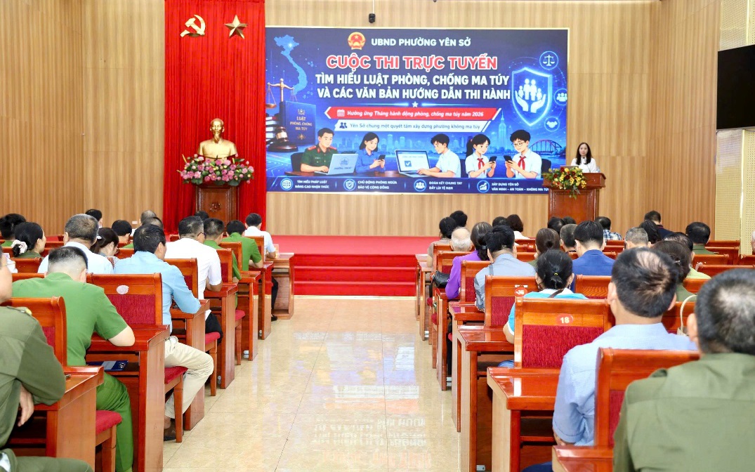 Công an phường Yên Sở phối hợp với phòng Văn hóa - Xã hội triển khai, phát động và tuyên truyền về cuộc thi trực tuyến 