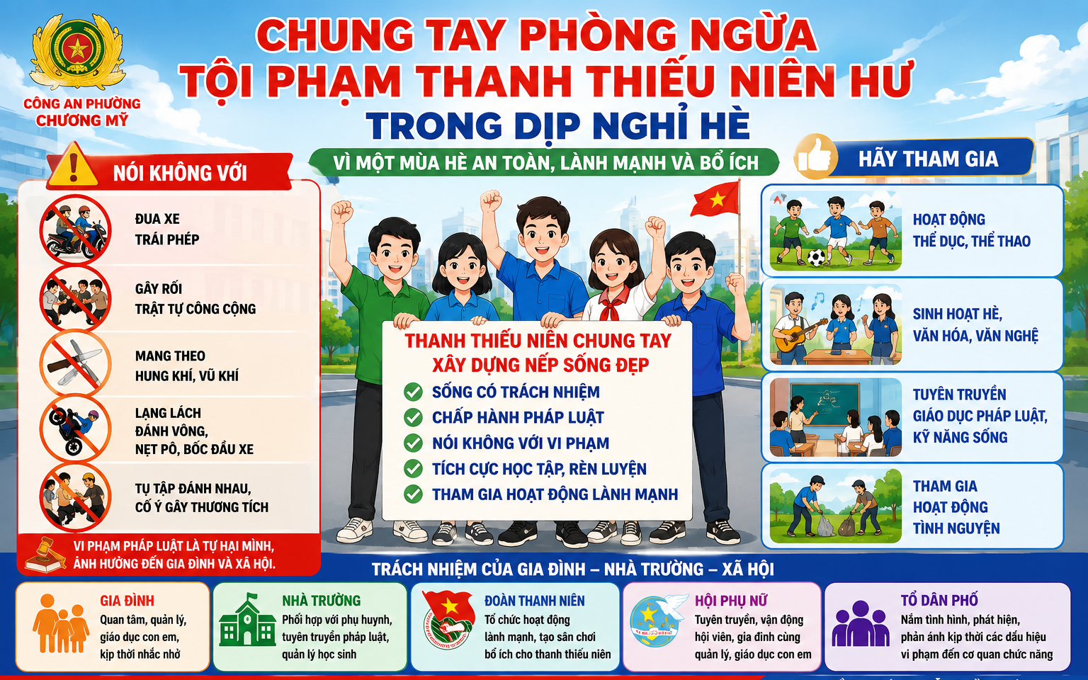 Chung tay phòng ngừa tội phạm thanh thiếu niên trong dịp hè