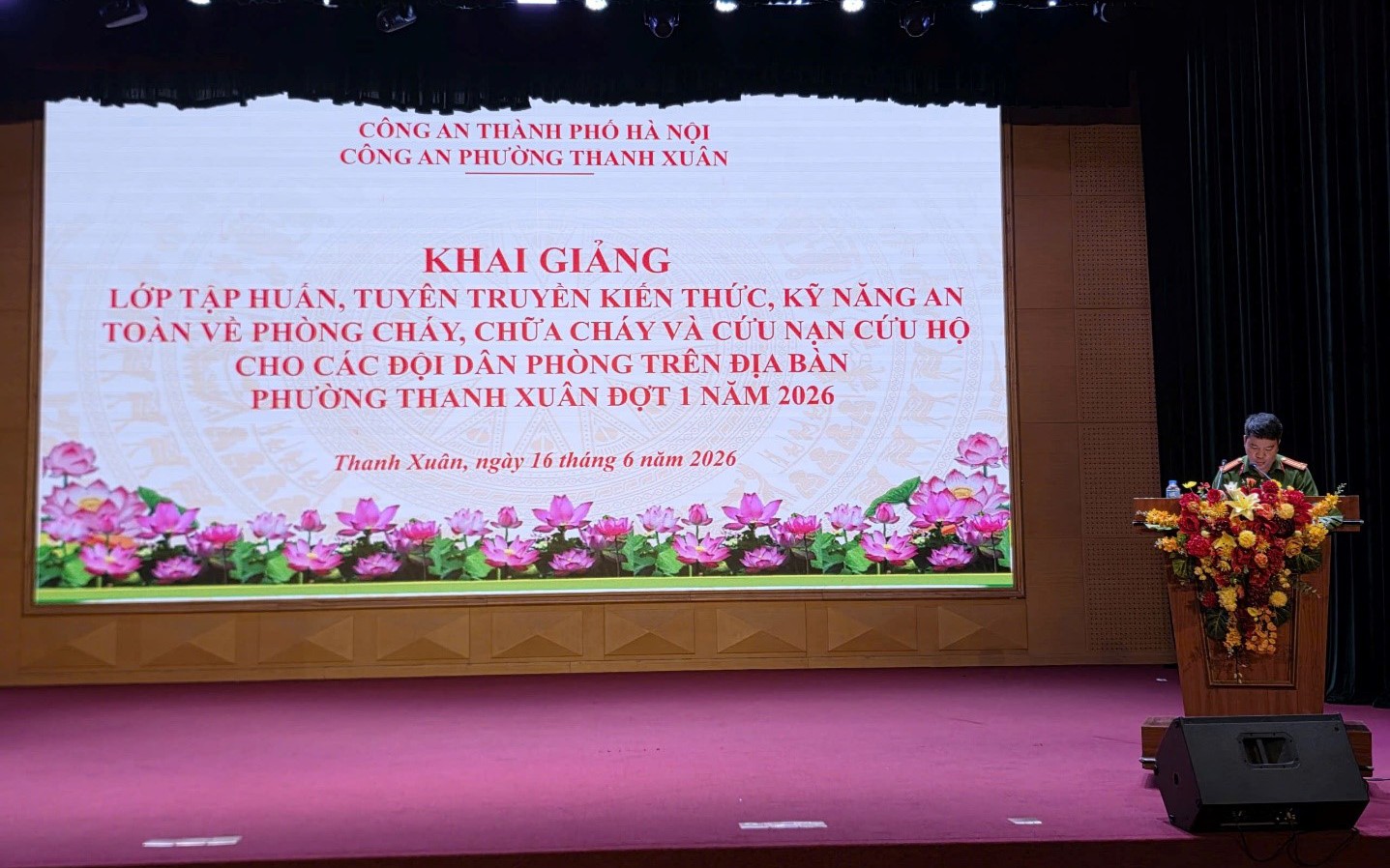 Công an phường Thanh Xuân tổ chức tập huấn, tuyên truyền kiến thức, kỹ năng PCCC và CNCH cho các Đội dân phòng trên địa bàn phường