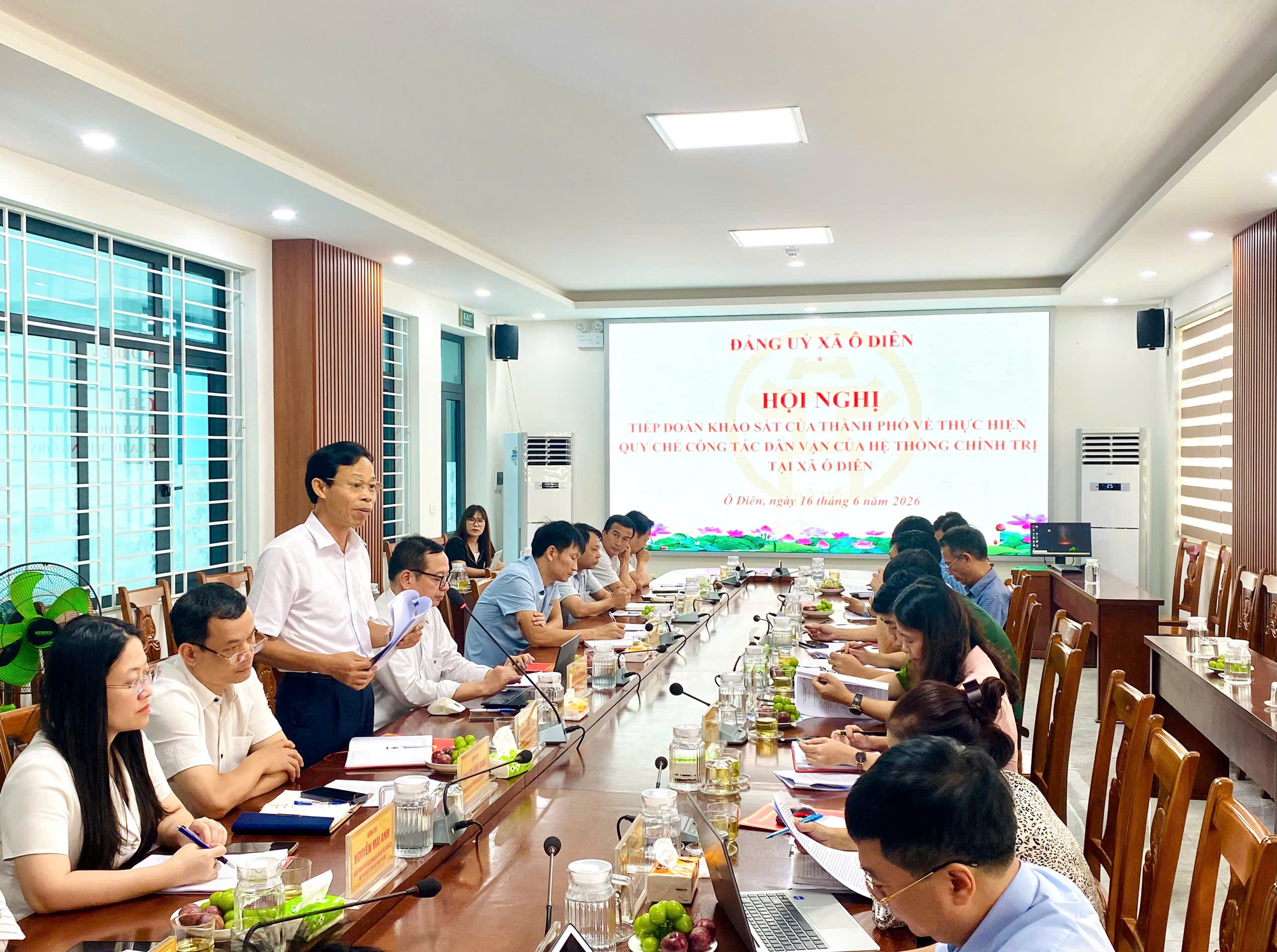 Xã Ô Diên làm việc với Đoàn khảo sát của thành phố về thực hiện quy chế công tác Dân vận- Ảnh 1.