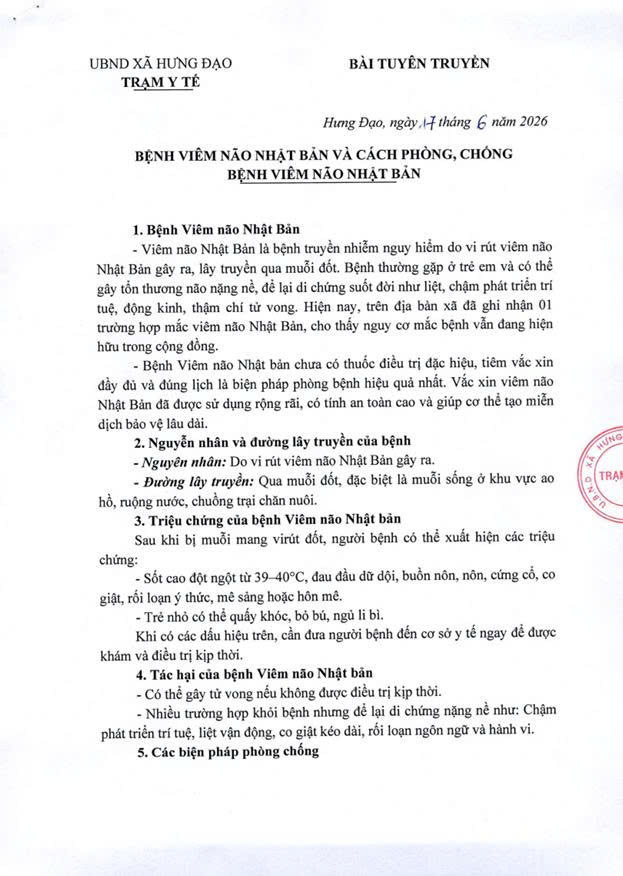 BỆNH VIÊM NÃO NHẬT BẢN VÀ CÁCH PHÒNG, CHỐNG
BỆNH VIÊM NÃO NHẬT BẢN- Ảnh 1.
