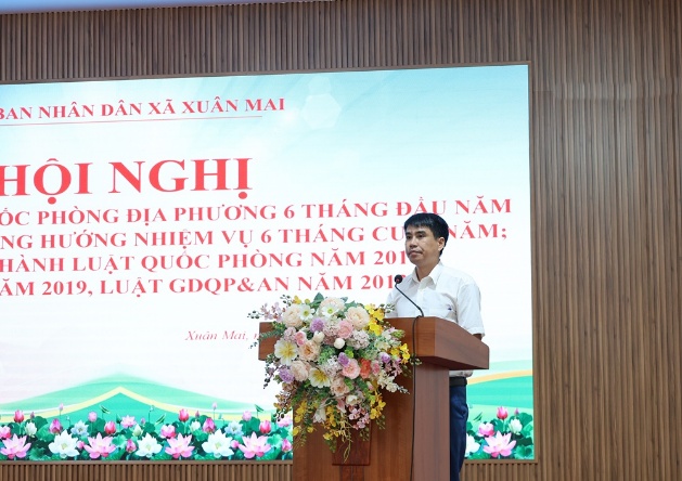 Xuân Mai Sơ kết công tác Quân sự, quốc phòng địa phương 6 tháng đầu năm; Tổng kết thi hành Luật Quốc phòng năm 2018, Luật DQTV năm 2019, Luật GDQP&AN năm 2013- Ảnh 5.