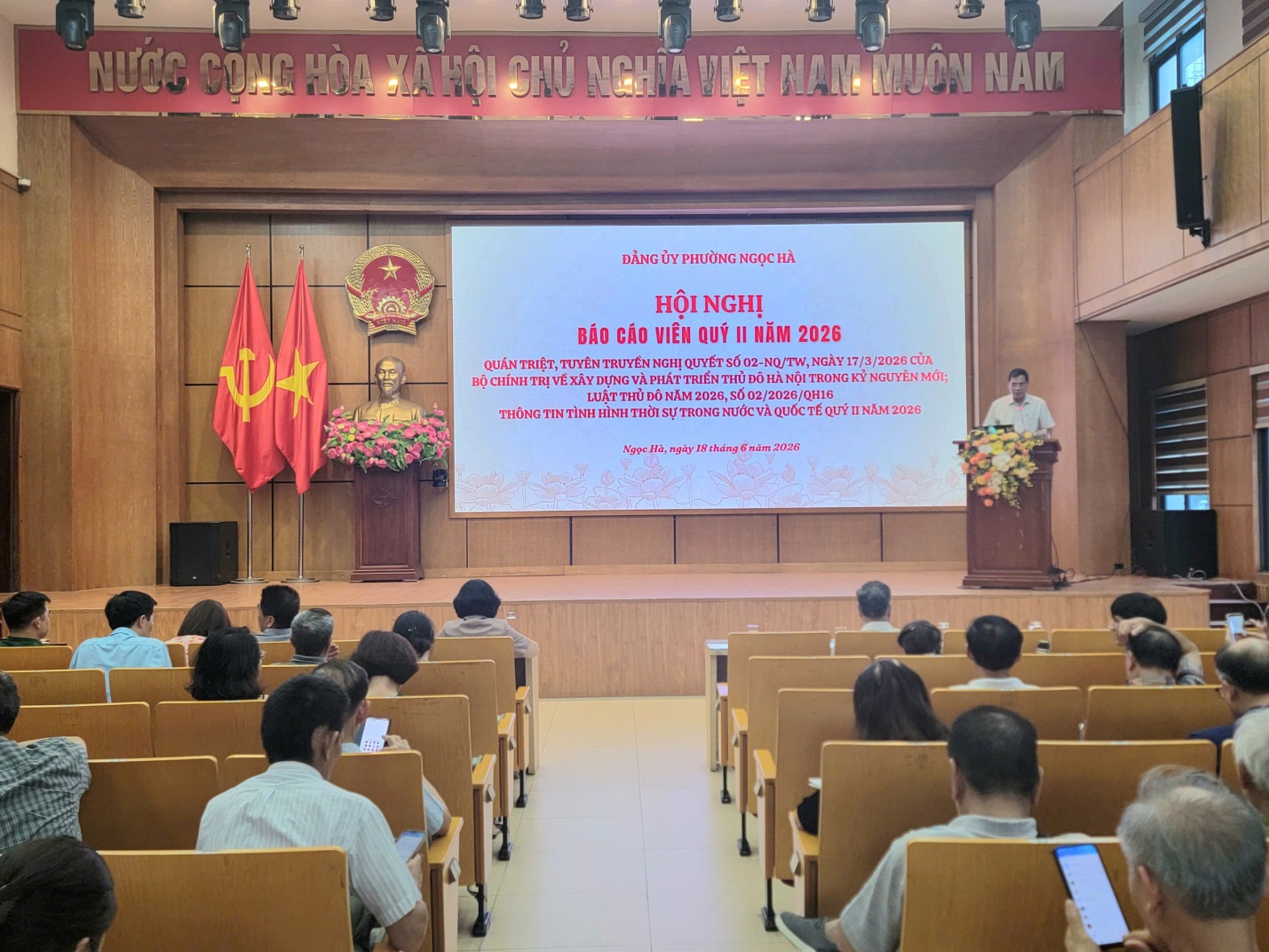 Đảng ủy phường Ngọc Hà tổ chức Hội nghị báo cáo viên Quý II năm 2026: Đợt sinh hoạt chính trị sâu rộng về các chủ trương, chính sách và định hướng phát triển Thủ đô- Ảnh 1.