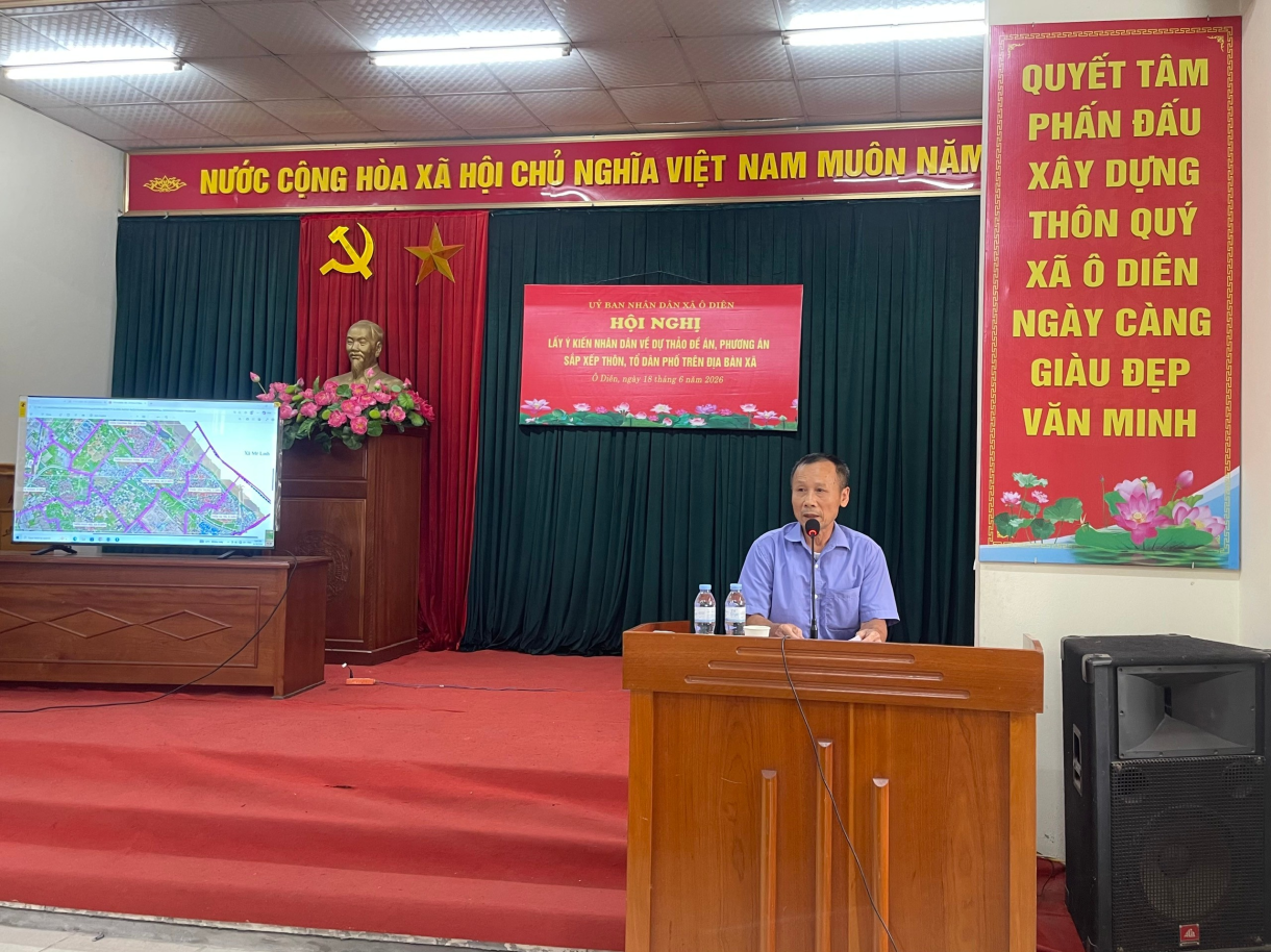UBND xã Ô Diên tổ chức hội nghị lấy ý kiến Nhân dân về việc sắp xếp, sáp nhập thôn, tổ dân phố trên địa bàn xã- Ảnh 3.