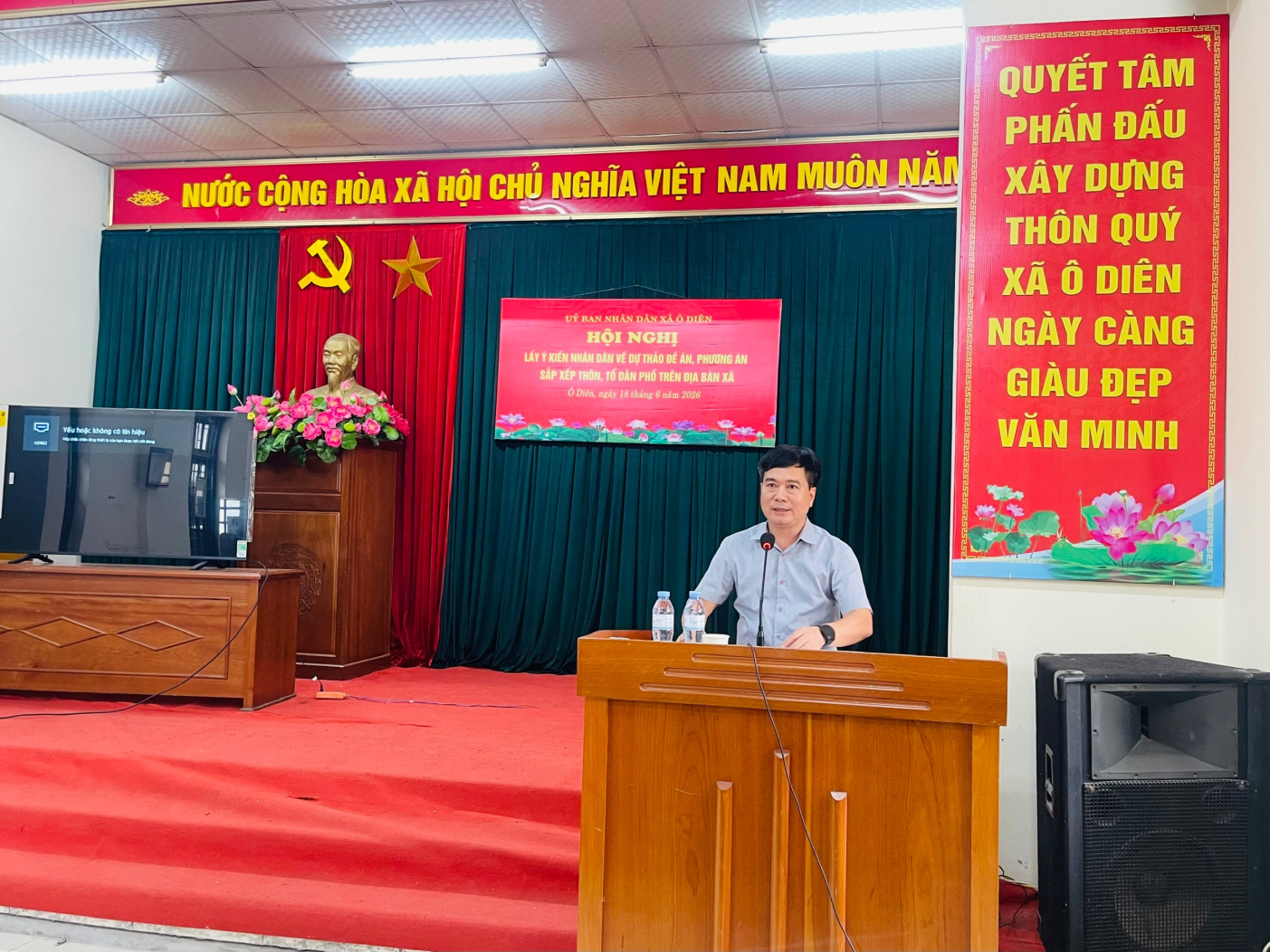 UBND xã Ô Diên tổ chức hội nghị lấy ý kiến Nhân dân về việc sắp xếp, sáp nhập thôn, tổ dân phố trên địa bàn xã- Ảnh 4.