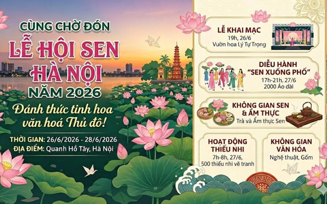 Cùng chờ đón Lễ hội Sen Hà Nội năm 2026: Đánh thức tinh hoa văn hoá Thủ đô!