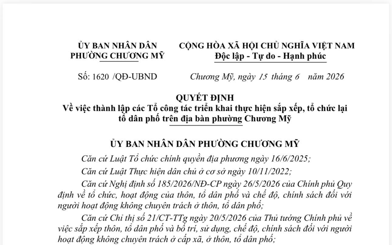 Chương Mỹ thành lập 7 Tổ công tác triển khai sắp xếp, tổ chức lại tổ dân phố