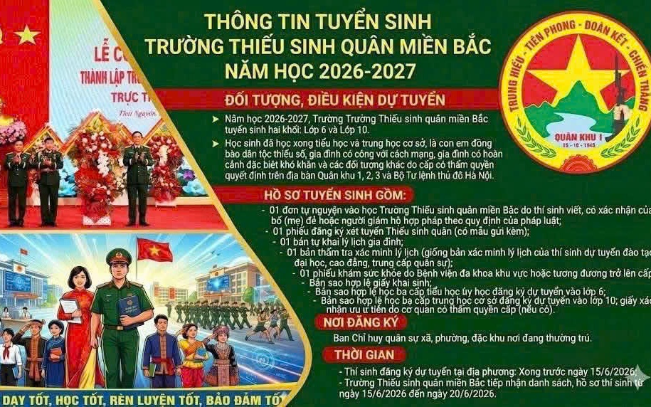 BAN CHỈ HUY QUÂN SỰ XÃ QUẢNG OAI THÔNG BÁO TUYỂN SINH ĐÀO TẠO HỌC SINH THIẾU SINH QUÂN NĂM HỌC 2026–2027