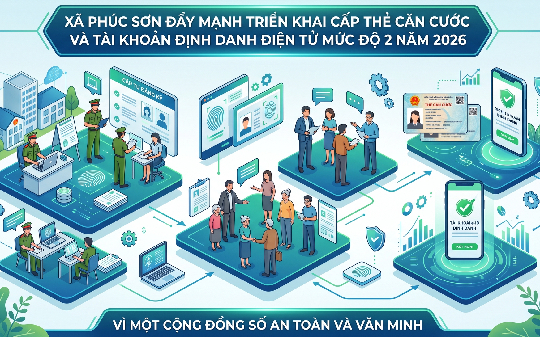 XÃ PHÚC SƠN ĐẨY MẠNH TRIỂN KHAI CẤP THẺ CĂN CƯỚC VÀ TÀI KHOẢN ĐỊNH DANH ĐIỆN TỬ MỨC ĐỘ 2 NĂM 2026
