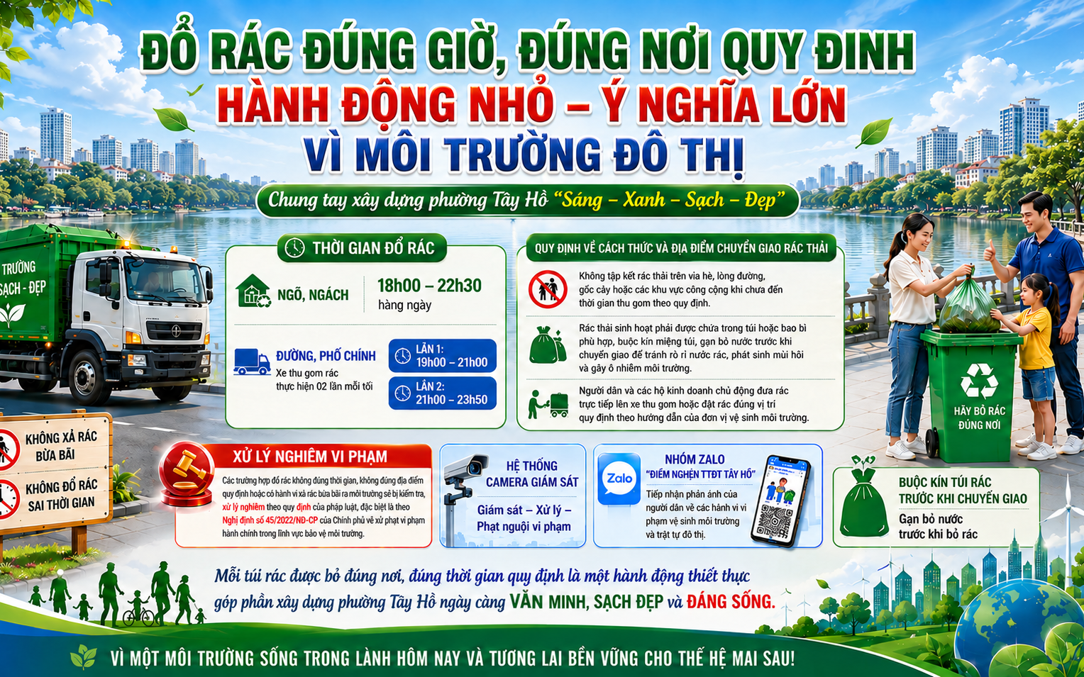Đổ rác đúng giờ, đúng nơi quy định – Hành động nhỏ, ý nghĩa lớn vì môi trường đô thị