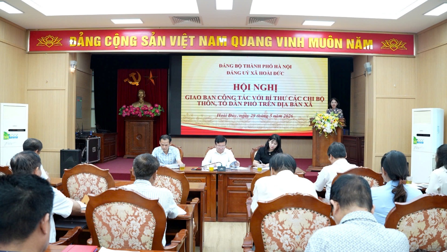Đảng ủy xã Hoài Đức giao ban bí thư chi bộ tháng 5/2026 - Tập trung giải quyết điểm nghẽn và quán triệt luật Thủ đô- Ảnh 1.