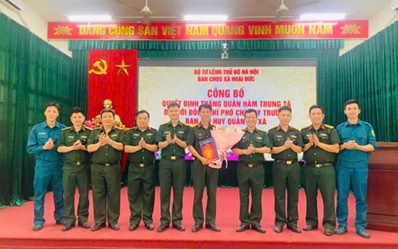 Ban CHQS xã Hoài Đức công bố Quyết định thăng quân hàm cán bộ năm 2026