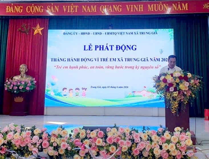 XÃ TRUNG GIÃ PHÁT ĐỘNG THÁNG HÀNH ĐỘNG VÌ TRẺ EM NĂM 2026
VỚI CHỦ ĐỀ “CHUNG TAY VÌ TRẺ EM HẠNH PHÚC, AN TOÀN, VỮNG BƯỚC TRONG KỶ NGUYÊN SỐ”
- Ảnh 8.