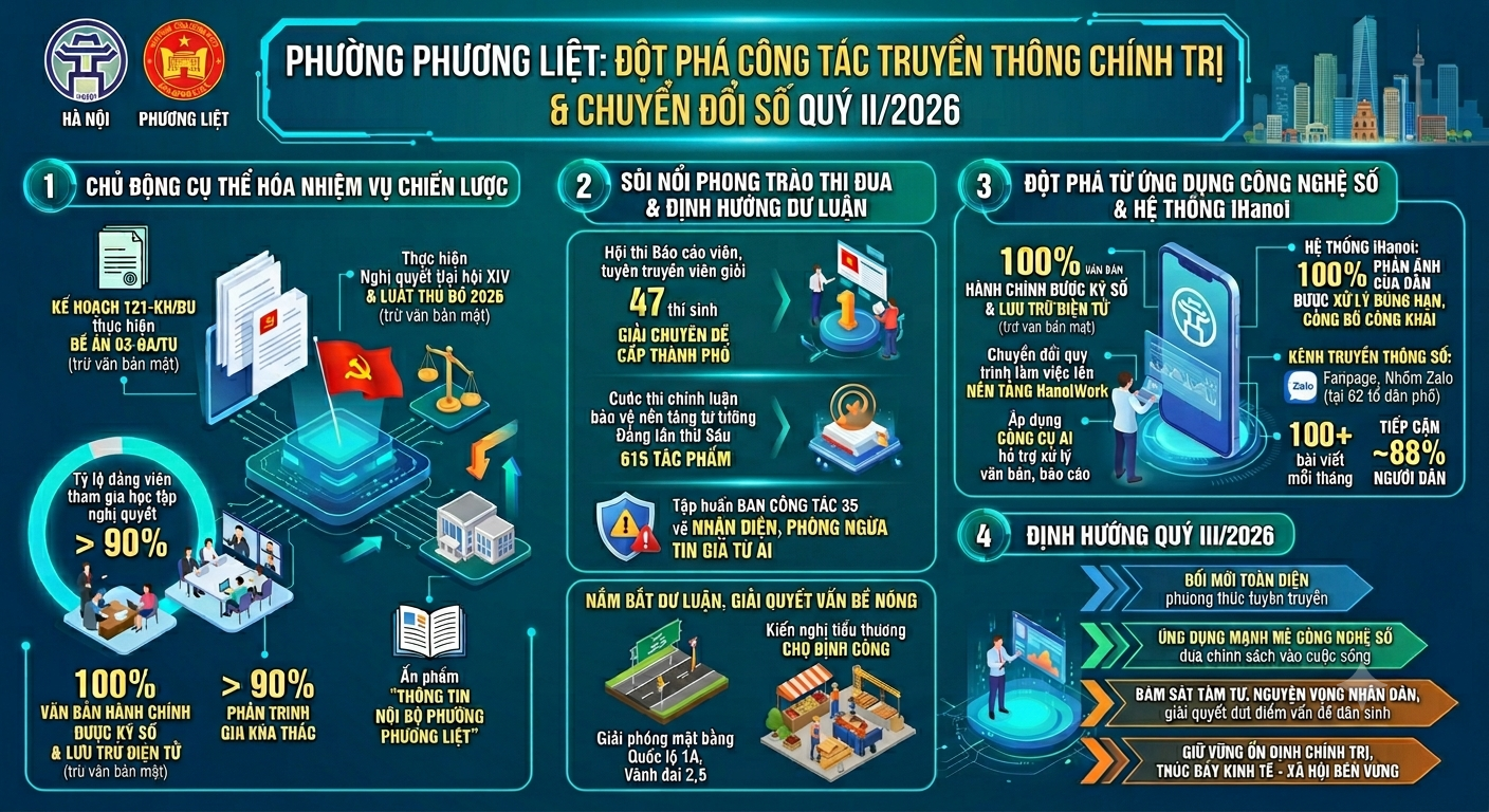 Phường Phương Liệt: Đột phá công tác truyền thông chính trị và ứng dụng công nghệ số trong quý II/2026- Ảnh 1.