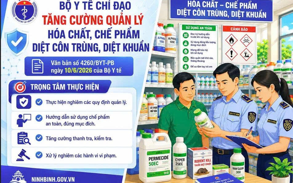 Tăng cường quản lý, sử dụng an toàn hóa chất, chế phẩm diệt côn trùng, diệt khuẩn dùng trong lĩnh vực gia dụng và y tế
