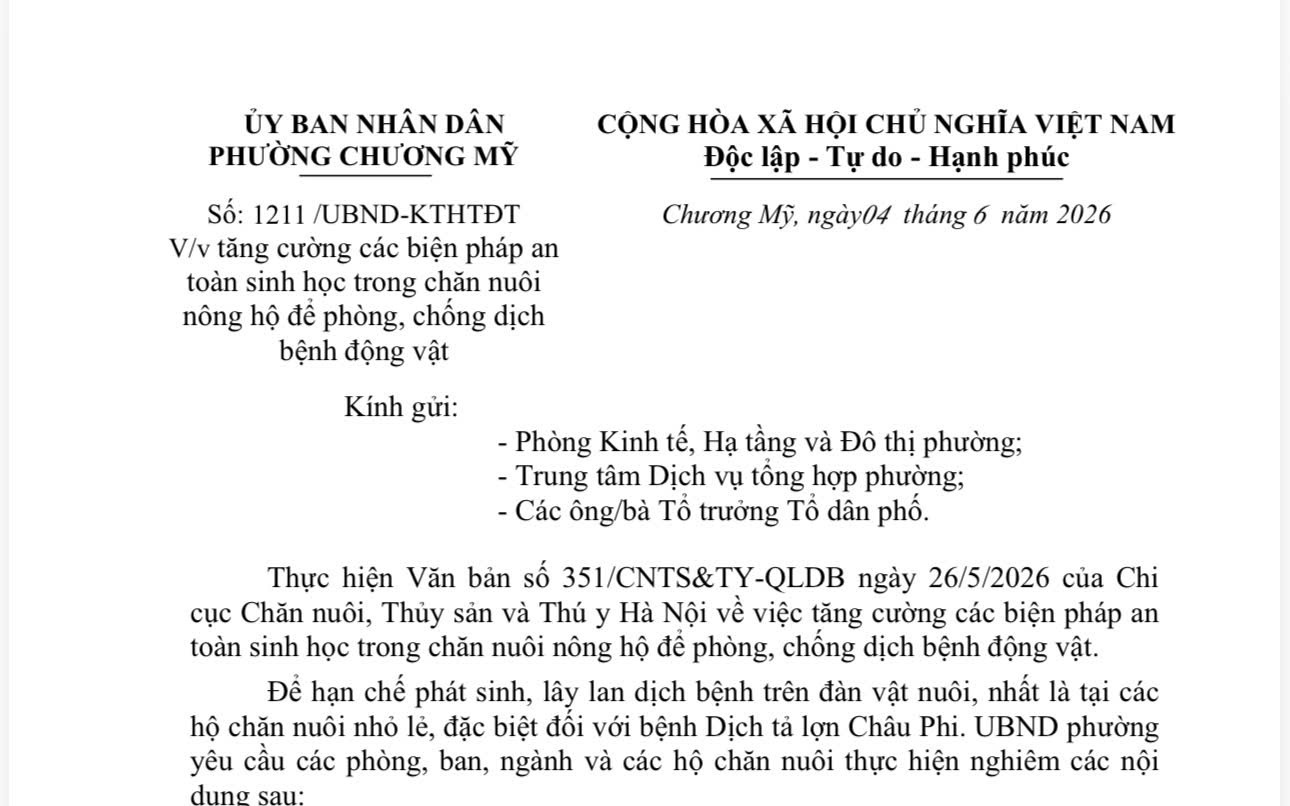 Phường Chương Mỹ tăng cường các biện pháp an toàn sinh học trong chăn nuôi để phòng, chống dịch bệnh động vật