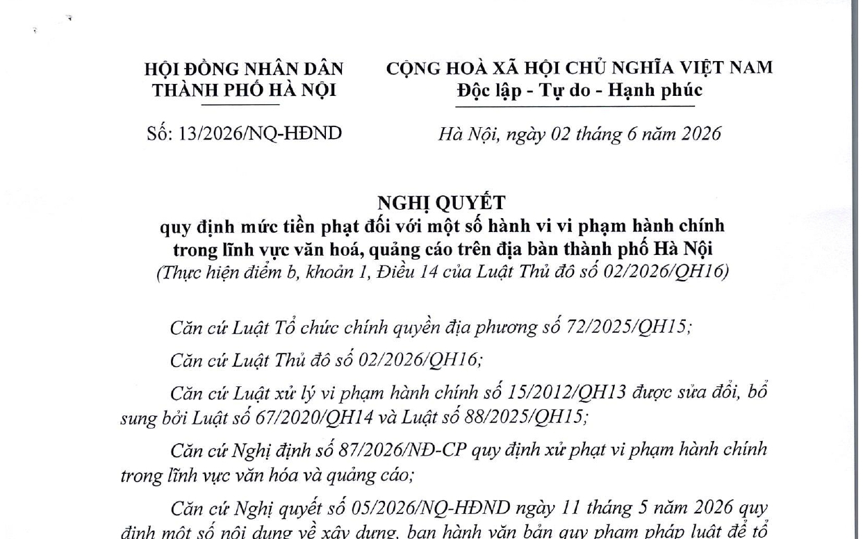 Hà Nội quy định mức tiền phạt cao hơn đối với một số hành vi vi phạm trong lĩnh vực văn hóa, quảng cáo