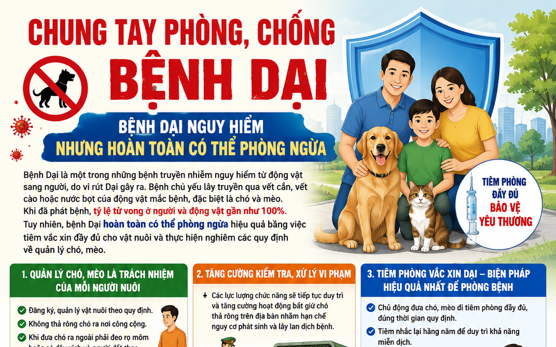 Bệnh Dại nguy hiểm nhưng hoàn toàn có thể phòng ngừa.