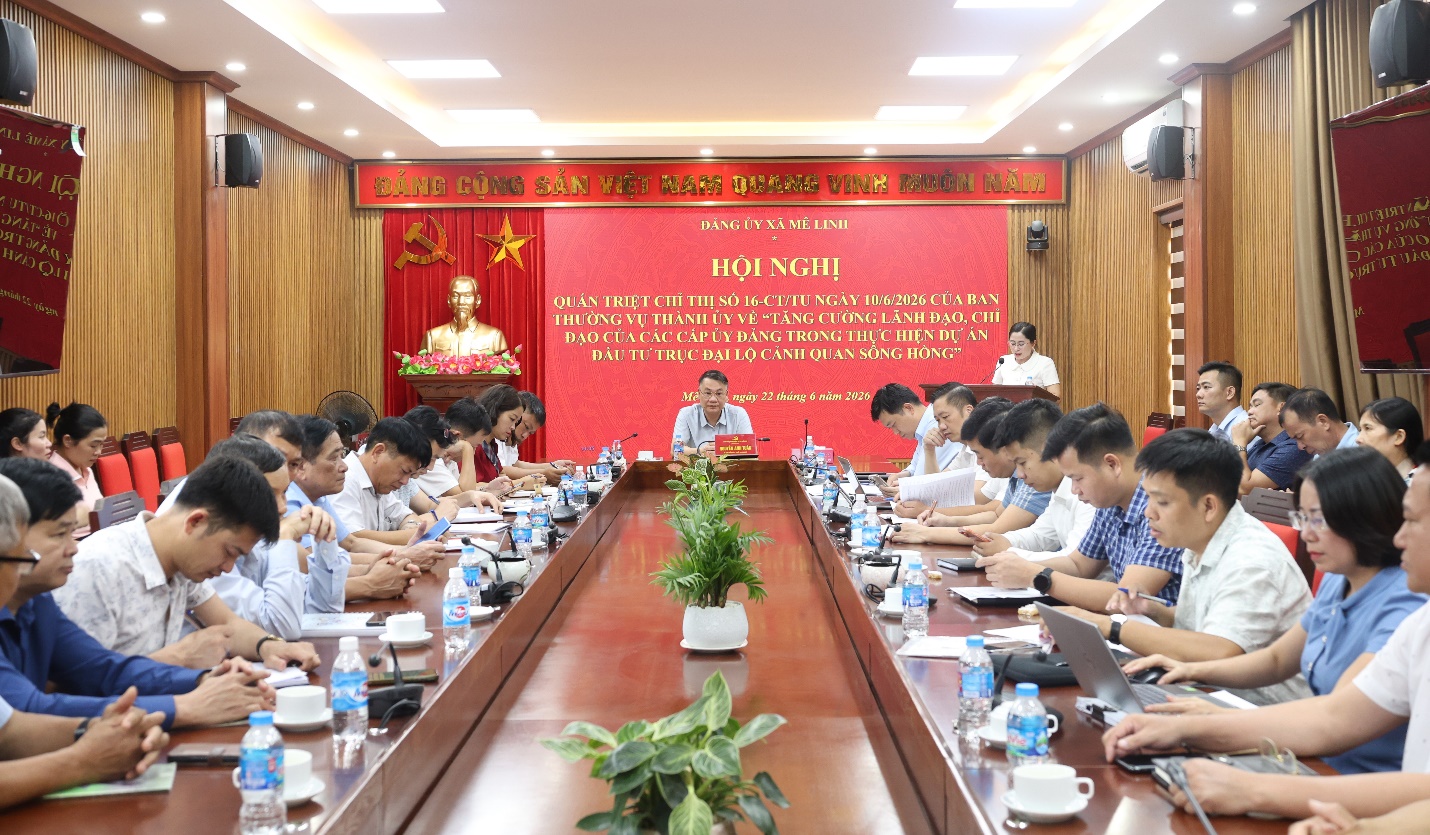 Đảng ủy xã Mê Linh tổ chức Hội nghị quán triệt Chỉ thị số 16-CT/TU của Ban Thường vụ Thành ủy- Ảnh 1.