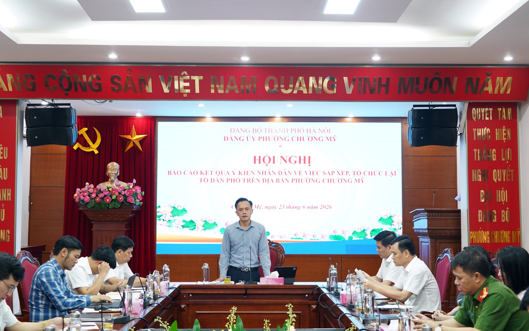Phường Chương Mỹ tổ chức hội nghị báo cáo kết quả lấy ý kiến Nhân dân về sắp xếp, tổ chức lại tổ dân phố