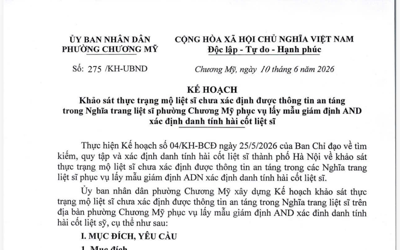 Phường Chương Mỹ triển khai khảo sát thực trạng mộ liệt sĩ chưa xác định được thông tin phục vụ giám định ADN