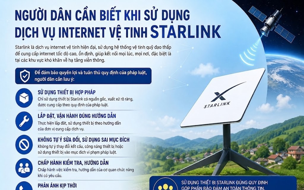 NGƯỜI DÂN CẦN BIẾT KHI SỬ DỤNG DỊCH VỤ INTERNET VỆ TINH STARLINK