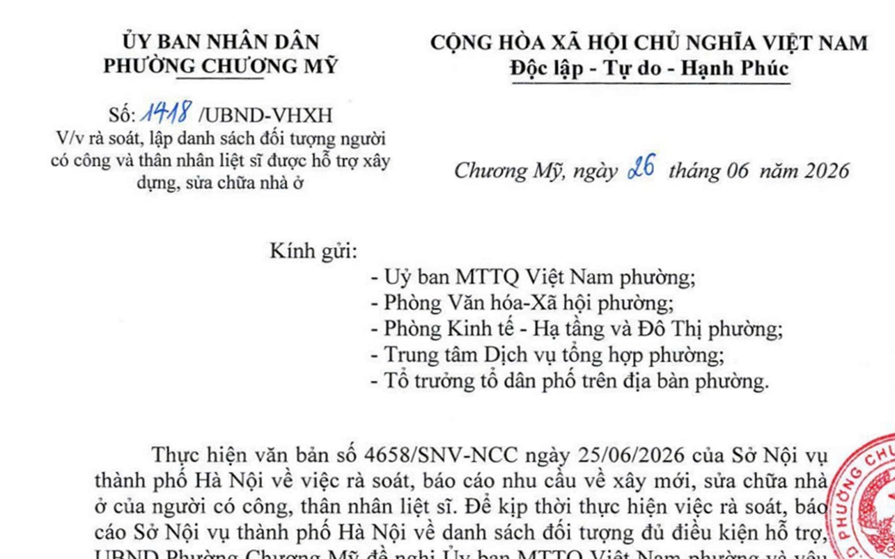 Phường Chương Mỹ khẩn trương rà soát nhu cầu hỗ trợ xây mới, sửa chữa nhà ở cho người có công và thân nhân liệt sĩ