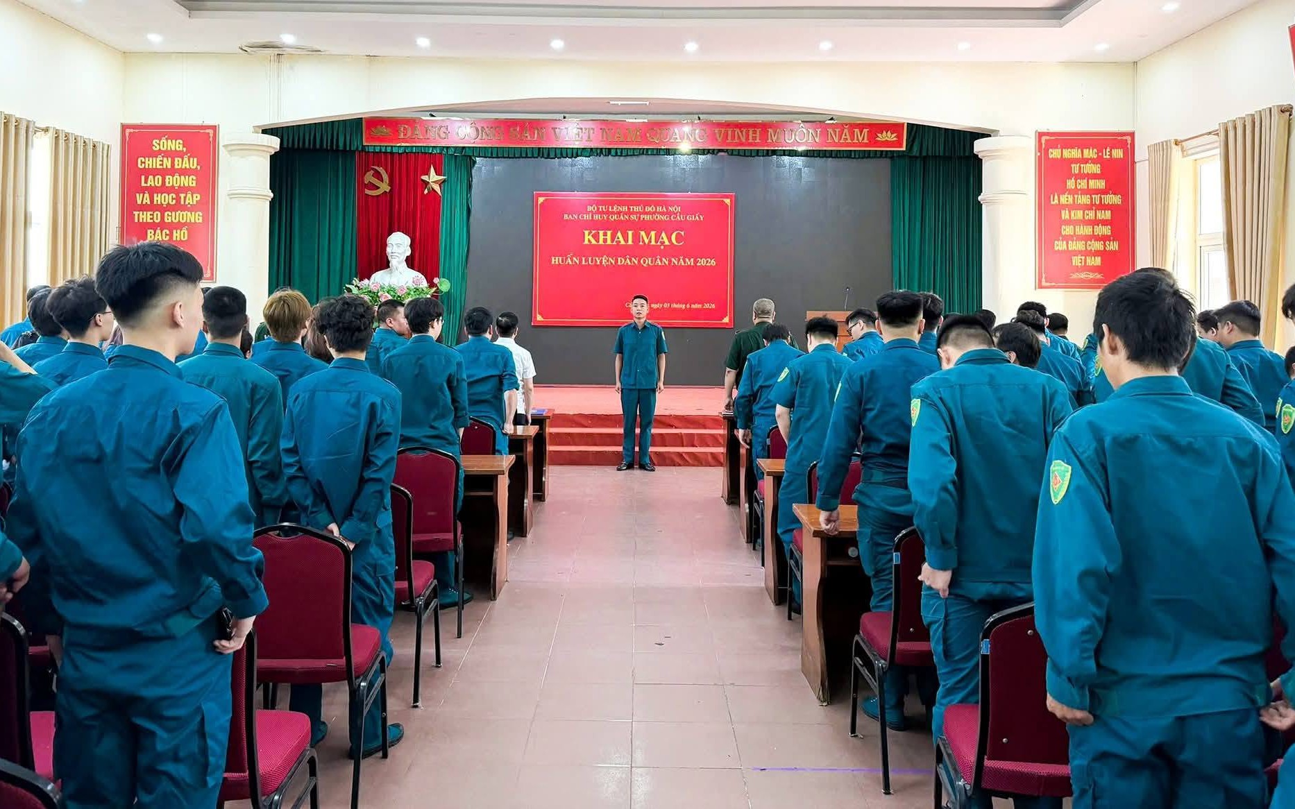 PHƯỜNG CẦU GIẤY KHAI MẠC HUẤN LUYỆN DÂN QUÂN TẠI CHỖ, DÂN QUÂN CƠ ĐỘNG NĂM 2026