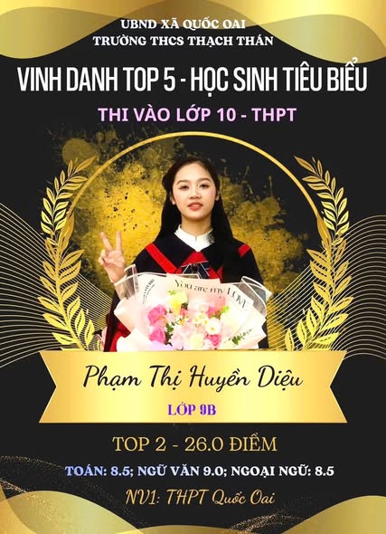 TRƯỜNG THCS THẠCH THÁN VINH DANH HỌC SINH ĐẠT THÀNH TÍCH XUẤT SẮC TRONG KỲ THI VÀO LỚP 10 NĂM HỌC 2026–2027- Ảnh 2.