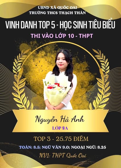 TRƯỜNG THCS THẠCH THÁN VINH DANH HỌC SINH ĐẠT THÀNH TÍCH XUẤT SẮC TRONG KỲ THI VÀO LỚP 10 NĂM HỌC 2026–2027- Ảnh 3.