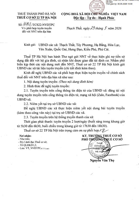 THƯ NGỎ GỬI NGƯỜI NỘP THUẾ
Về việc thực hiện ghi nợ tiền sử dụng đất đối với hộ gia đình, cá nhân khi được giao đất tái định cư- Ảnh 1.