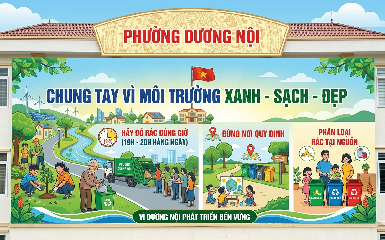 Phường Dương Nội đẩy mạnh tuyên truyền, vận động và ký cam kết về việc đổ rác thải sinh hoạt đúng giờ, đúng nơi quy định
