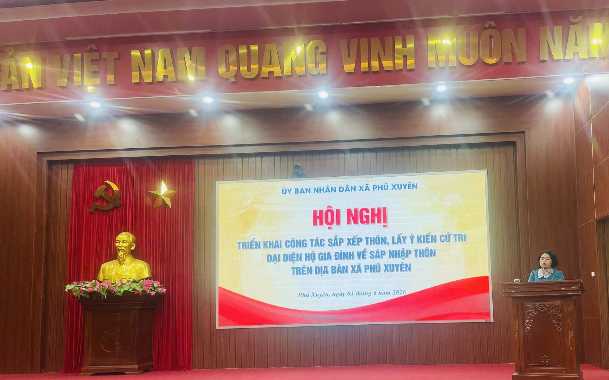 UBND xã Phú Xuyên triển khai hướng dẫn lấy ý kiến nhân dân phục vụ xây dựng Đề án sắp xếp, sáp nhập thôn