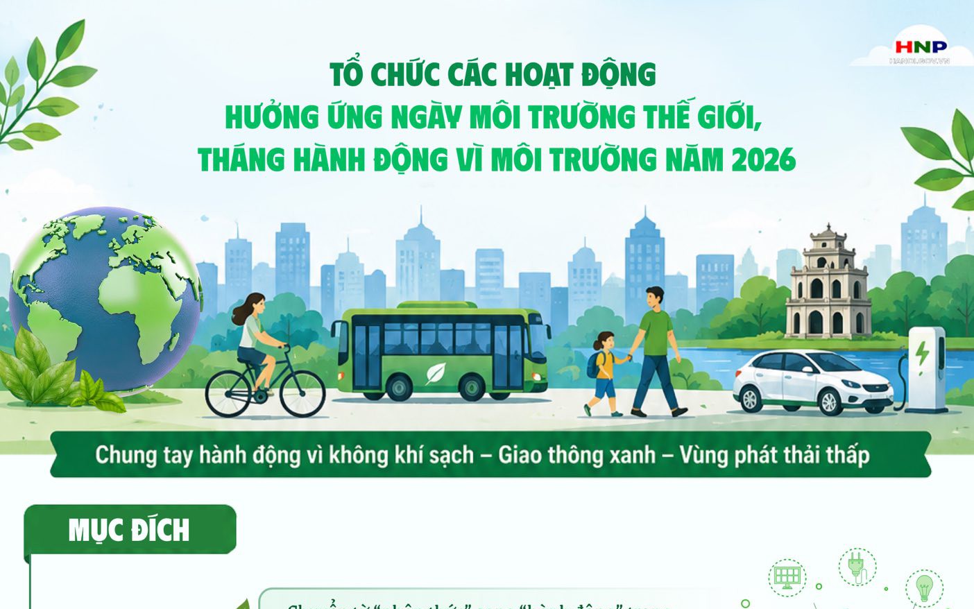 Hà Nội: Tổ chức các hoạt động hưởng ứng Ngày Môi trường thế giới, Tháng hành động vì môi trường năm 2026