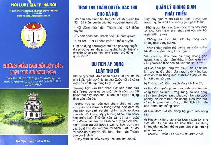 LUẬT THỦ ĐÔ 2026: MỞ RỘNG PHÂN QUYỀN, TĂNG CƯỜNG PHÂN CẤP – TẠO ĐỘNG LỰC PHÁT TRIỂN THỦ ĐÔ VĂN HIẾN, VĂN MINH, HIỆN ĐẠI- Ảnh 1.