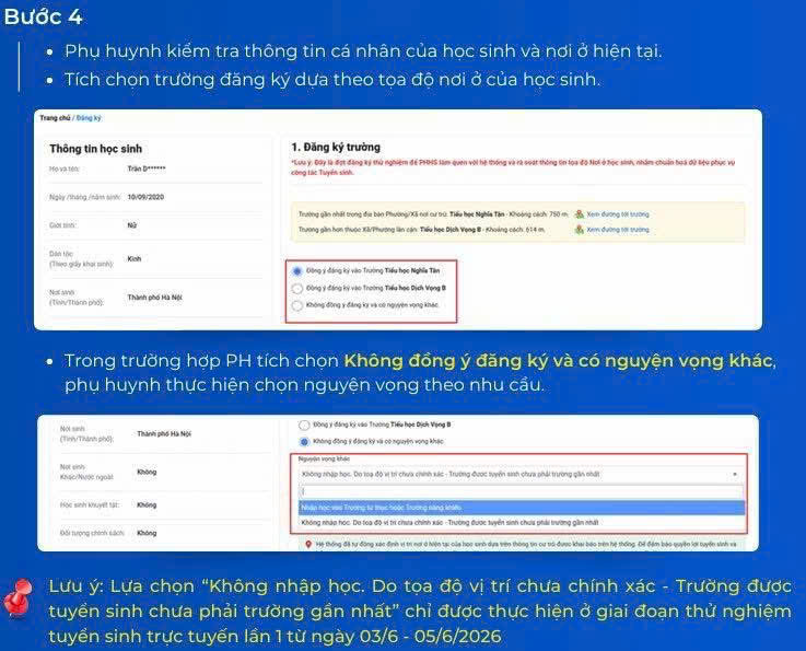 THÔNG BÁO VỀ VIỆC ĐĂNG KÝ TUYỂN SINH TRỰC TUYẾN THỬ NGHIỆM VÀO LỚP 1 - NĂM HỌC 2026-2027.- Ảnh 5.