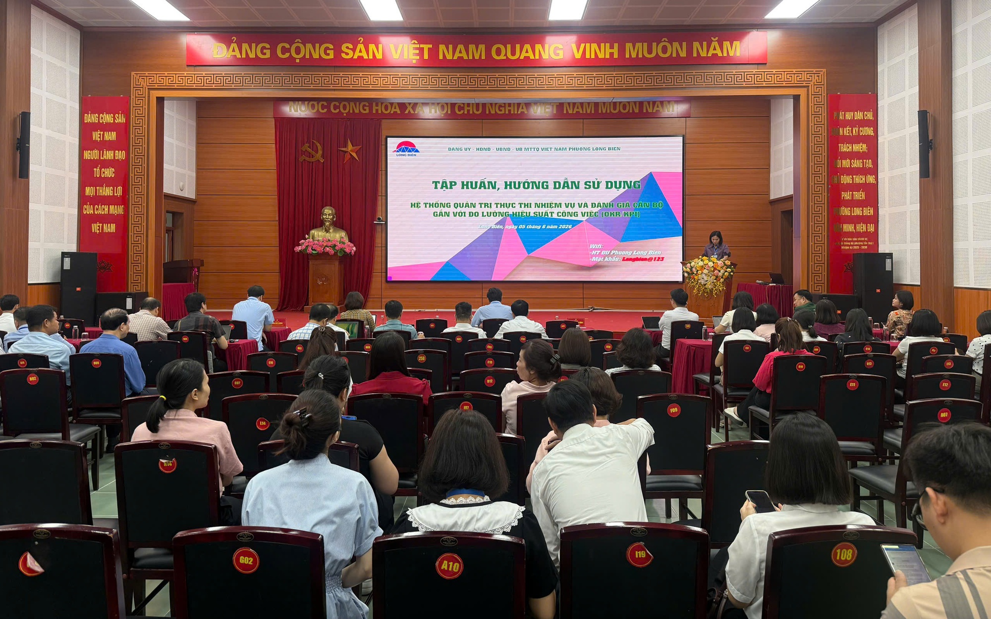 Phường Long Biên tập huấn hệ thống Hanoiwork trong quản trị, đánh giá OKR/KPI