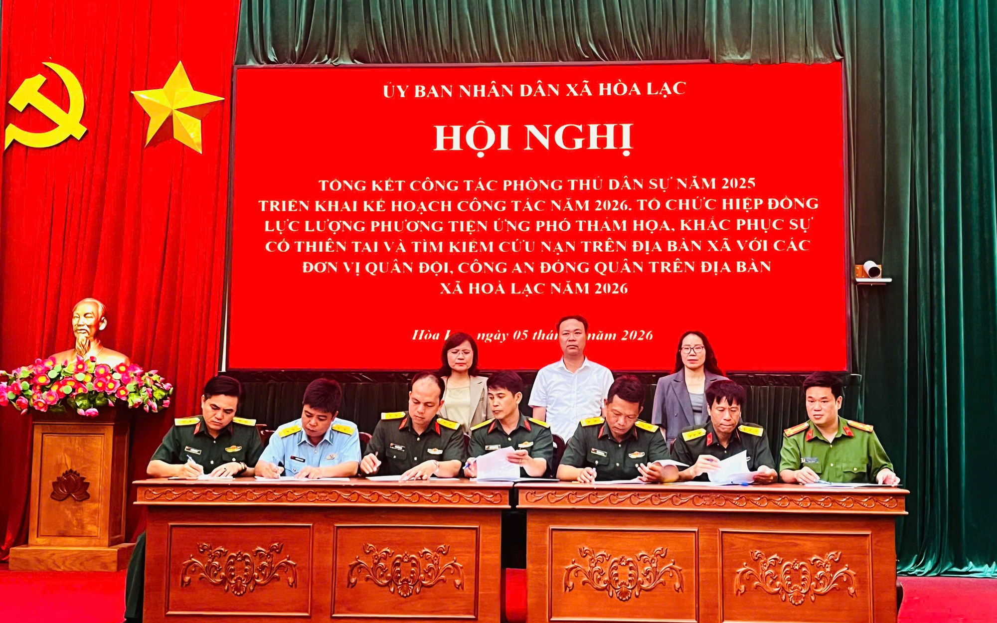 Hòa Lạc tổ chức Hội nghị tổng kết công tác Phòng thủ dân sự năm 2025, triển khai nhiệm vụ năm 2026.