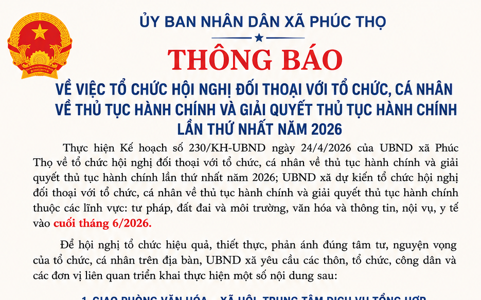 Đối thoại thủ tục hành chính năm 2026