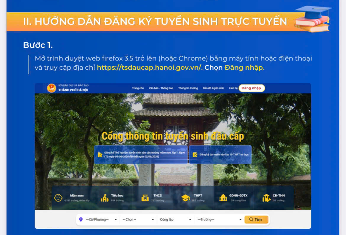 Vận hành thử nghiệm hệ thống đăng ký tuyển sinh trực tuyến đầu cấp năm học 2026 – 2027:  Phụ huynh xã Hoài Đức cần làm gì để chủ động cho con?- Ảnh 3.