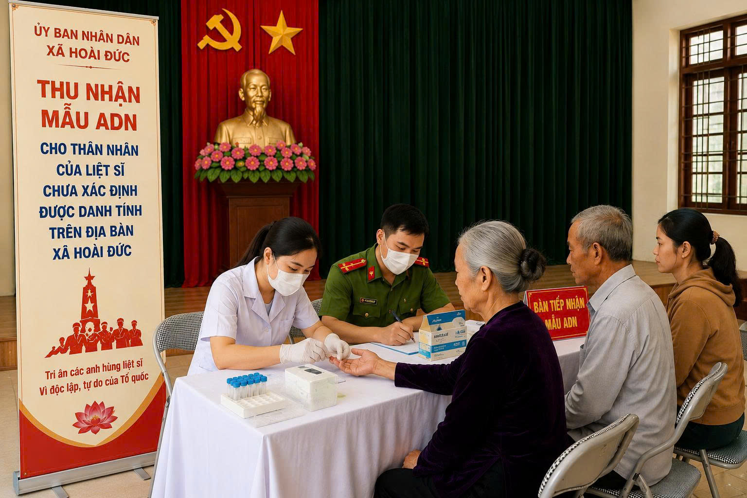 Hoài Đức triển khai thu nhận mẫu AND thân nhân liệt sĩ chưa xác định được danh tính- Ảnh 1.